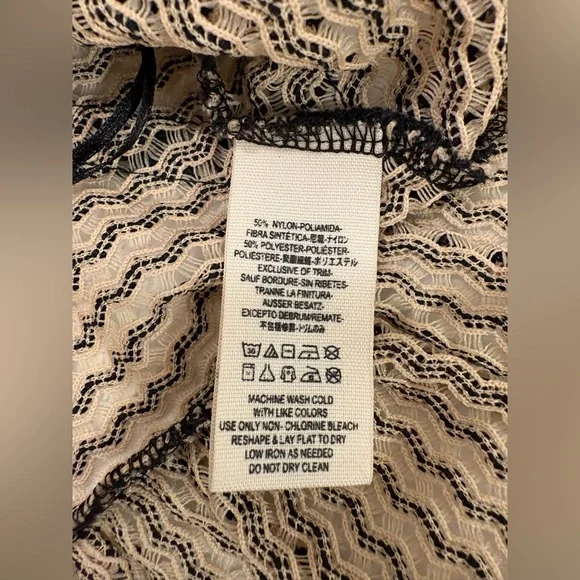 Free People Sleeveless Peplum Tank Top-Beige & Black Striped Lace Detail Size S - Picture 10 of 10